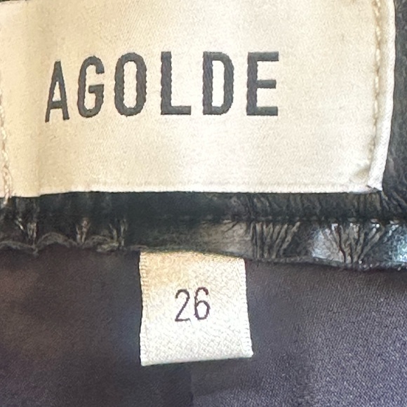 NWT! AGOLDE "90's Pinch Waist" Detox Black Recycled Leather Pants Size 26 - Picture 9 of 11